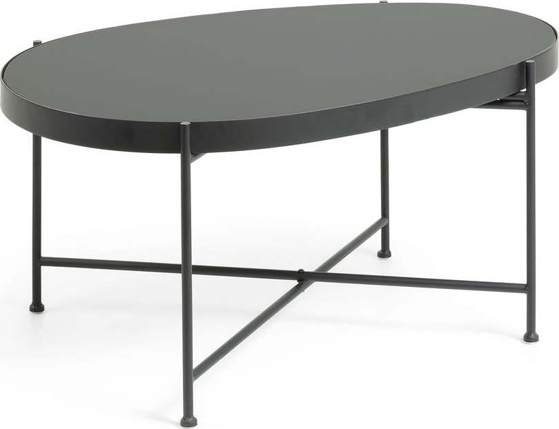 Černý konferenční stolek se skleněnou deskou 55x82 cm Marlet – Kave Home Kave Home