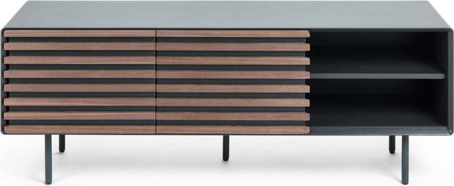 Černý TV stolek v dekoru ořechu 162x58x45 cm Kesia – Kave Home Kave Home