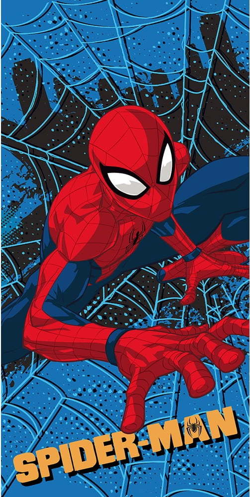 Červená/modrá dětská osuška z mikrovlákna 70x140 cm Spider-man – Jerry Fabrics Jerry Fabrics