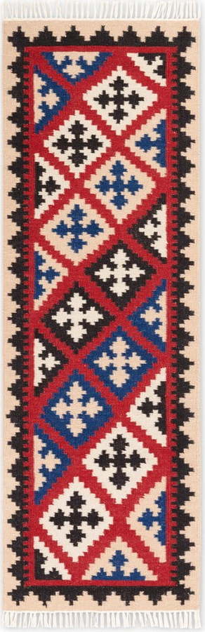 Červený oboustranný ručně tkaný vlněný běhoun 60x190 cm Kamal Rami – Nouristan Nouristan