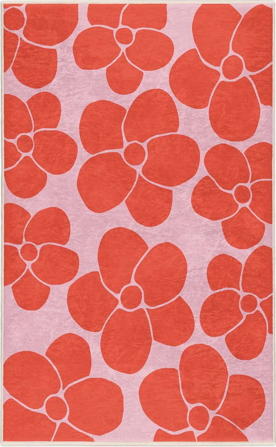 Červený/růžový pratelný koberec 80x150 cm Poppy Fields – Mila Home Mila Home