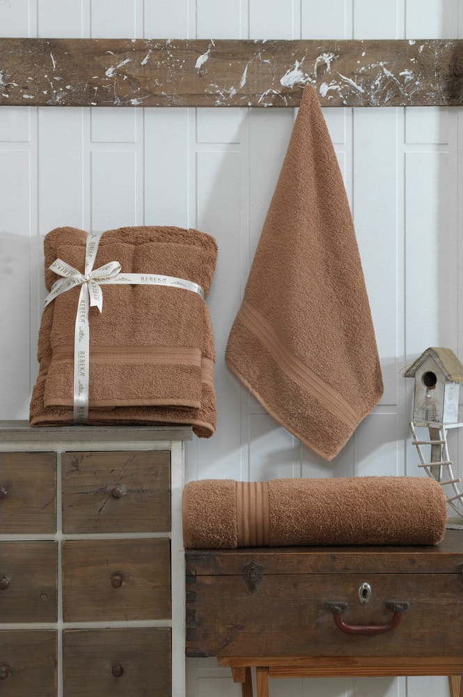 Hnědé bavlněné ručníky a osušky v sadě 2 ks – Mila Home Mila Home