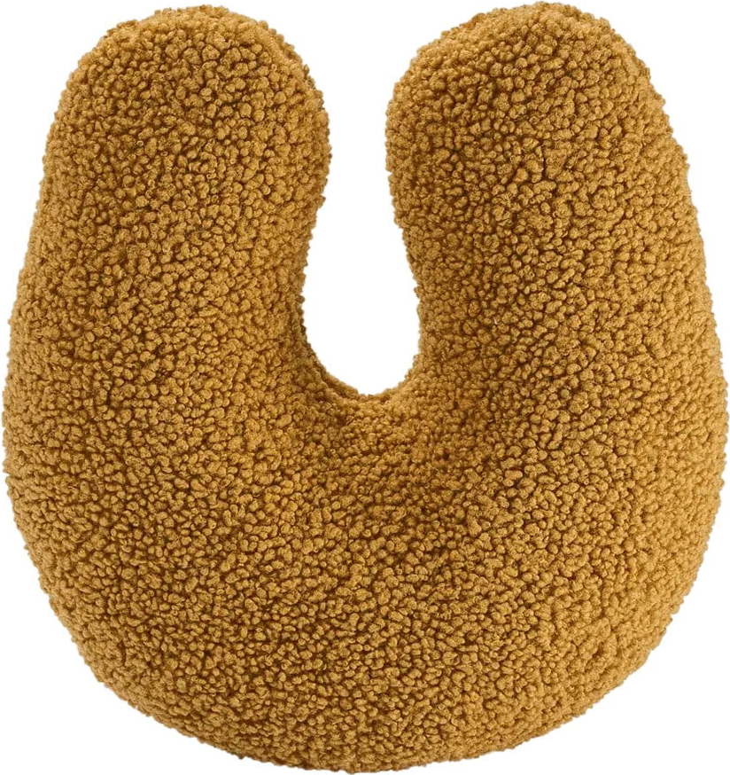 Hnědý dětský pohovkový polštář z textilie bouclé U – Wigiwama Wigiwama