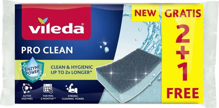 Houbičky na nádobí v sadě 9 ks Pro Clean – Vileda