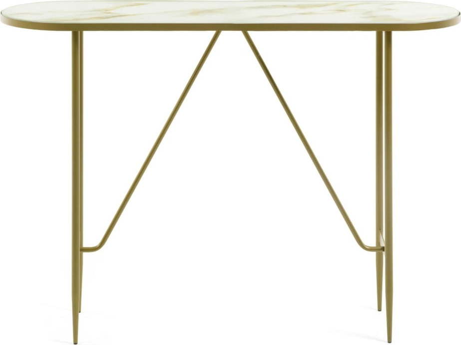 Konzolový stolek se skleněnou deskou ve zlaté barvě 35x110 cm Elisenda – Kave Home Kave Home