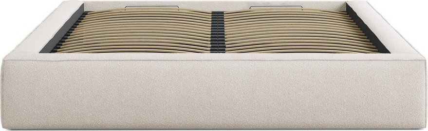 Krémová čalouněná dvoulůžková postel s úložným prostorem s roštem 140x200 cm Simon – Micadoni Micadoni