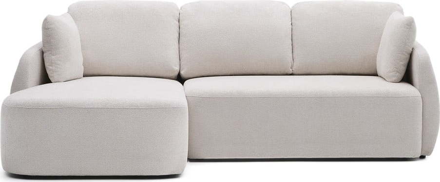 Krémová žinylková rozkládací rohová pohovka (levý roh/s lenoškou) Laira – Kave Home Kave Home