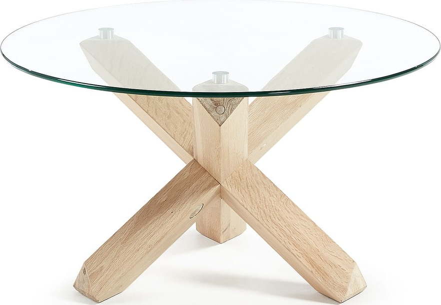 Kulatý konferenční stolek se skleněnou deskou v přírodní barvě ø 65 cm Lotus – Kave Home Kave Home