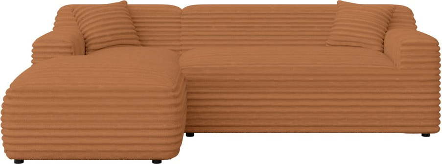 Manšestrová rohová pohovka v terakotové barvě (levý roh/s lenoškou) Martin – Ropez Ropez