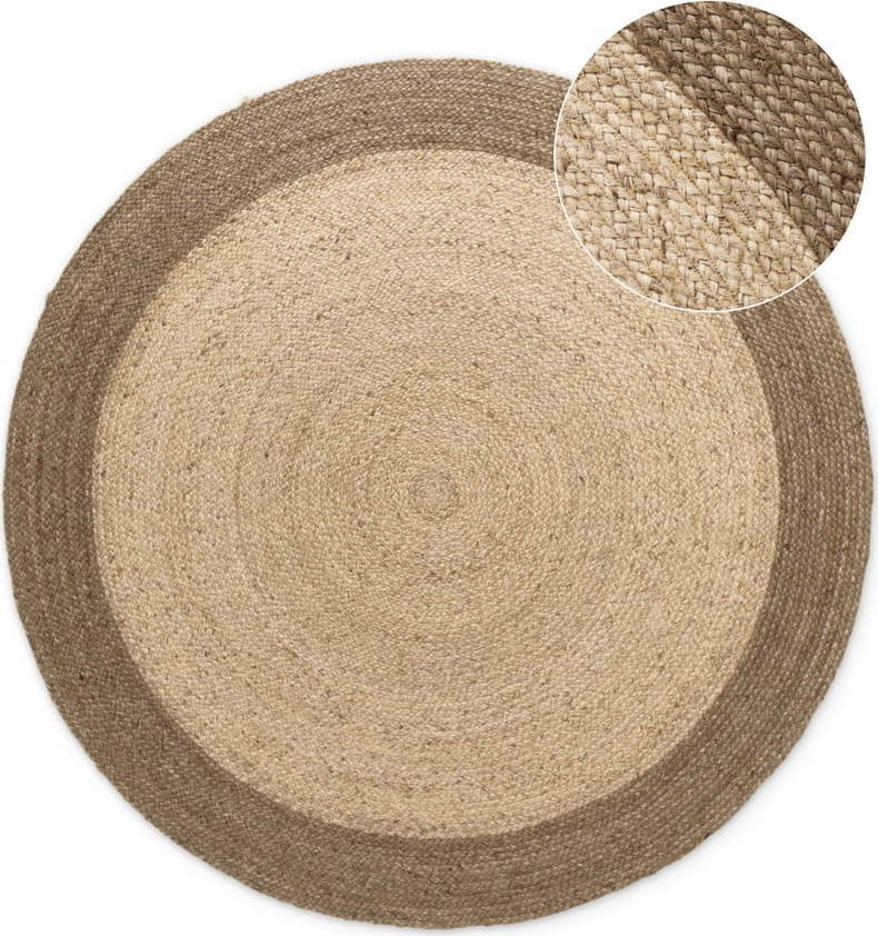 Oboustranný/ručně tkaný jutový kulatý koberec šedobéžový ø 100 cm Jutta Greige – Hanse Home Hanse Home