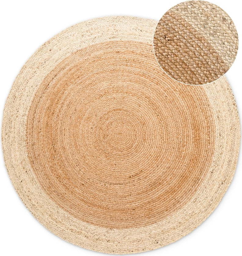 Oboustranný/ručně tkaný jutový kulatý koberec v přírodní barvě ø 120 cm Jutta Gold – Hanse Home Hanse Home