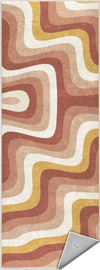 Okrově žlutý/starorůžový pratelný běhoun 80x200 cm Creamy Strawberry Swirl – Mila Home Mila Home