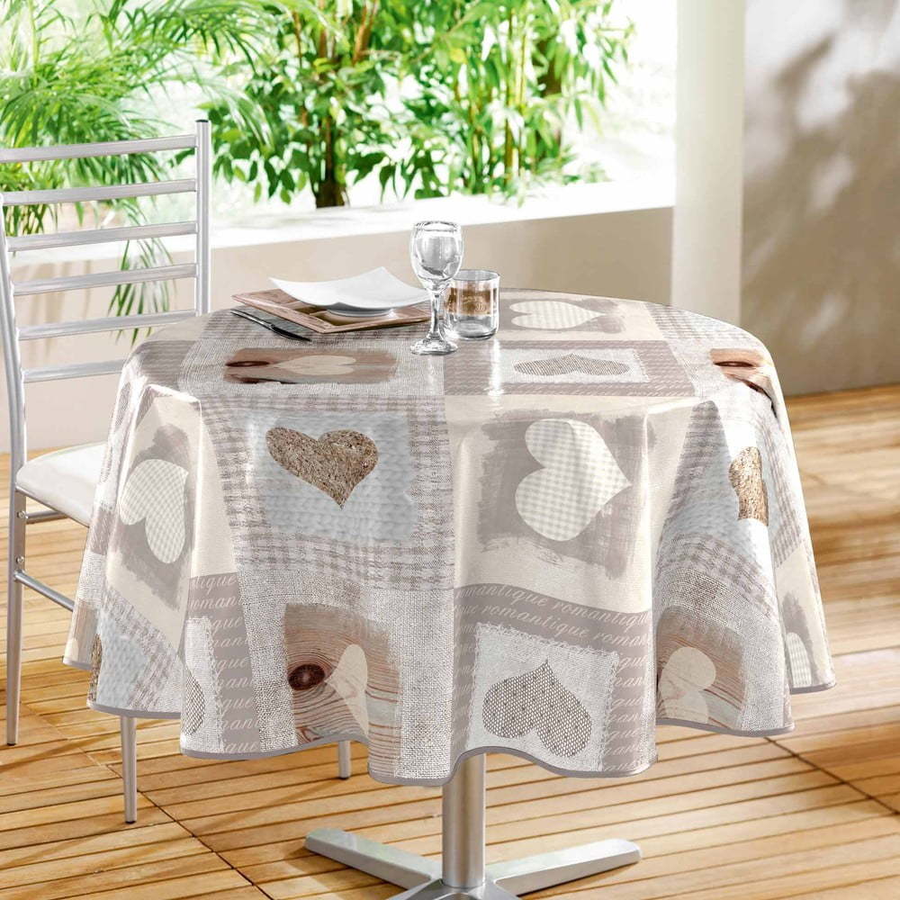 Omyvatelný ubrus z PVC ø 160 cm Cosy Coeur – douceur d'intérieur Douceur d intérieur