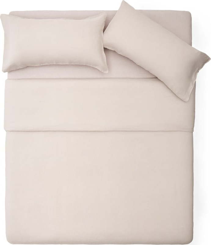 Povlečení šedobéžové na dvoulůžko/prodloužené s příměsí lnu 260x240 cm Simmel – Kave Home Kave Home