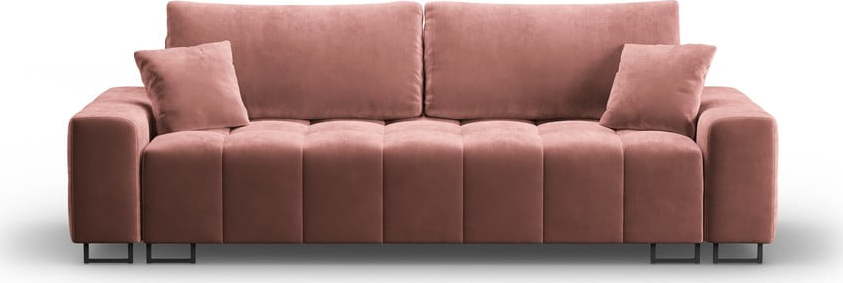 Růžová sametová rozkládací pohovka s úložným prostorem 250 cm Wicklow – Cosmopolitan Design Cosmopolitan design