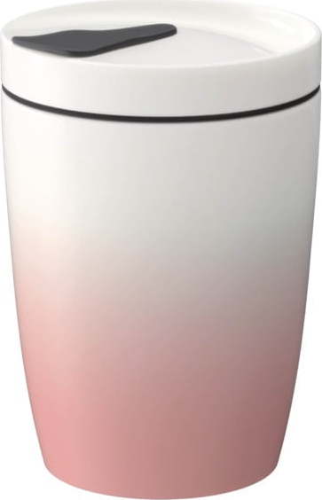 Růžovo-bílý porcelánový cestovní hrnek Villeroy & Boch Like To Go
