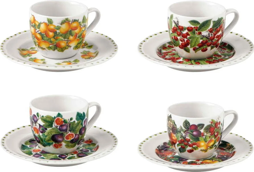 Sada 4 porcelánových šálků s podšálky Brandani Le Primizie