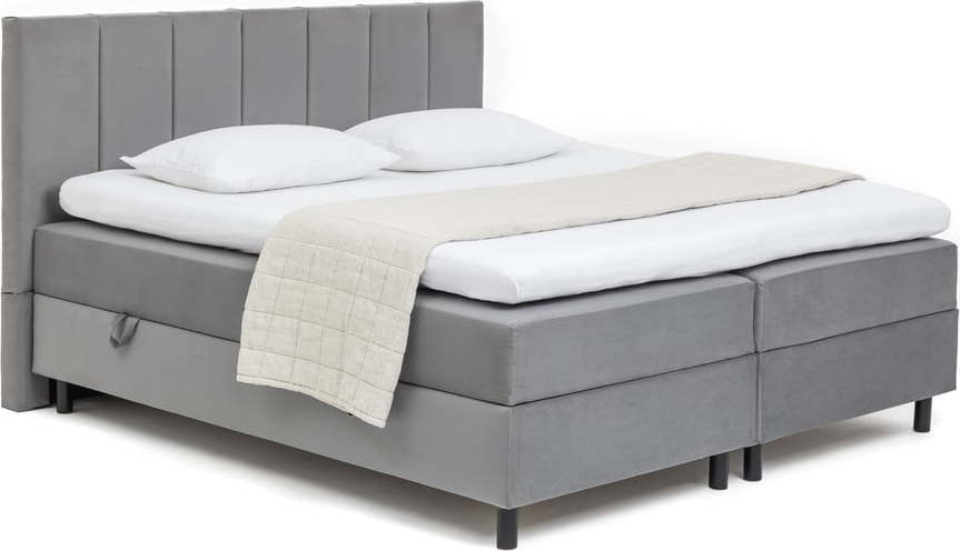 Šedá boxspring postel s úložným prostorem 180x200 cm Elva Bold Line – Bonami Selection Bonami Selection