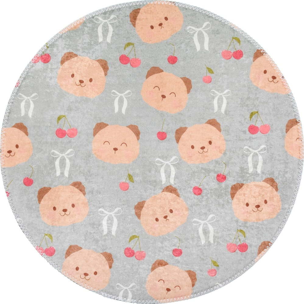 Šedý/hnědý pratelný dětský koberec ø120 cm Cute Teddies – Vitaus Vitaus
