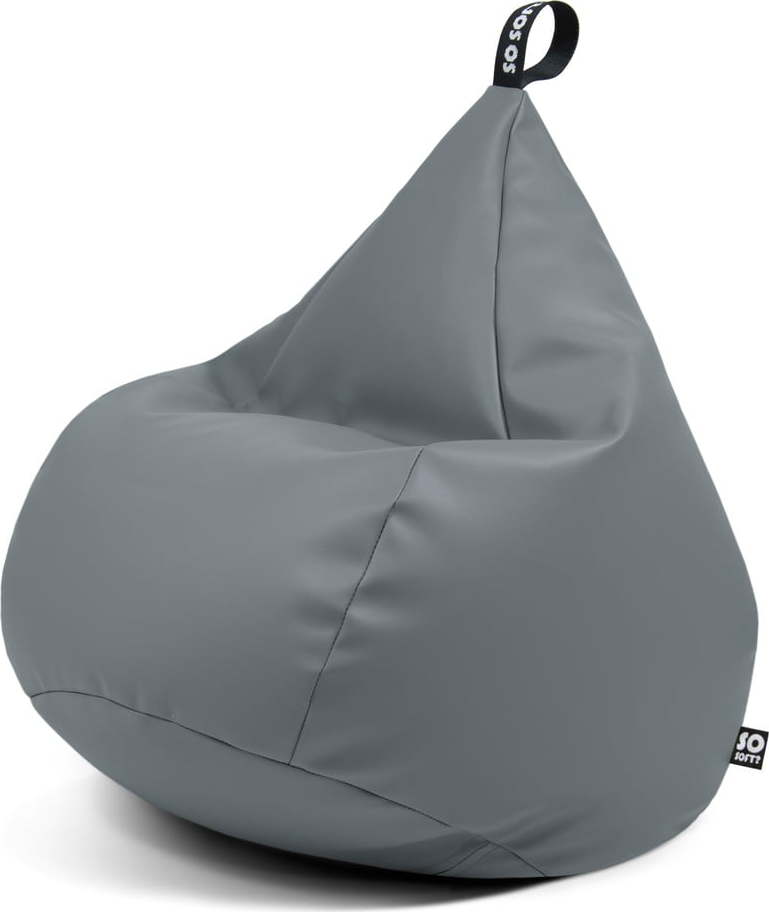 Šedý sedací vak z imitace kůže Drop XL – So Soft? So Soft?