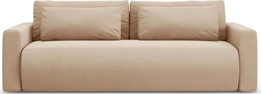 Světle hnědá sametová rozkládací pohovka s úložným prostorem 238 cm Belfast – Cosmopolitan Design Cosmopolitan design