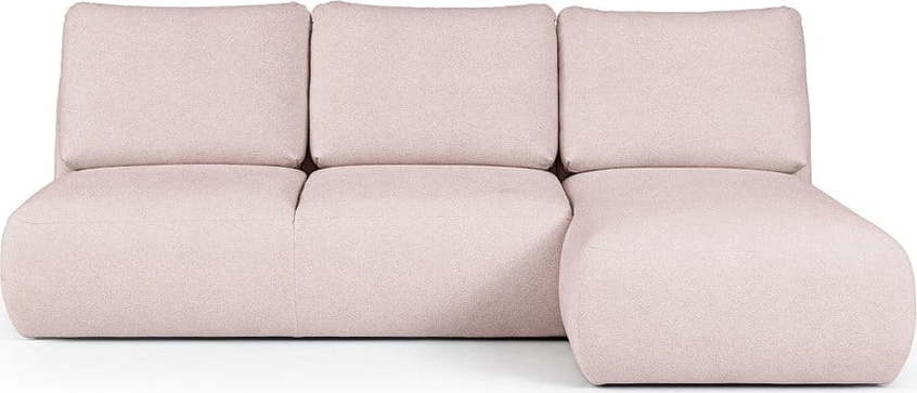 Světle růžová rohová pohovka z textilie bouclé (pravý roh/s lenoškou) Mirel – Rodier Rodier