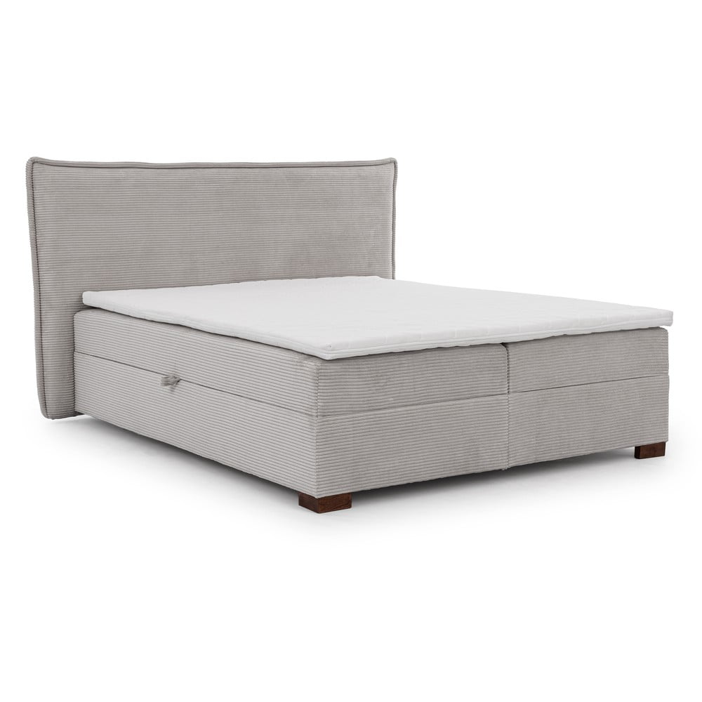 Světle šedá boxspring postel s úložným prostorem 160x200 cm Lysa – Ropez Ropez