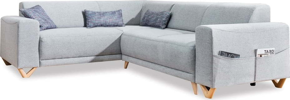 Světle šedá rozkládací/s úložným prostorem rohová pohovka (levý roh/do L) Classy Sophie – Miuform Miuform