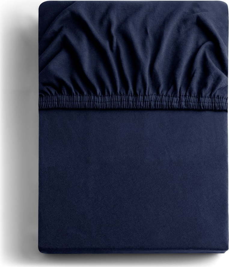 Tmavě modré napínací prostěradlo jersey 140x200 cm Amber – Restilo Restilo