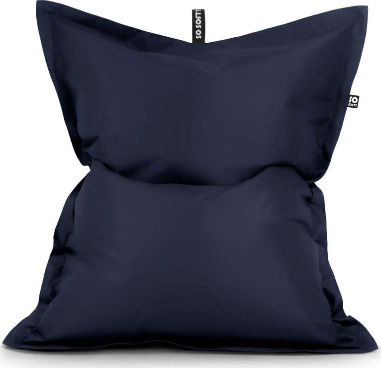 Tmavě modrý sedací vak z imitace kůže Pad L – So Soft? So Soft?