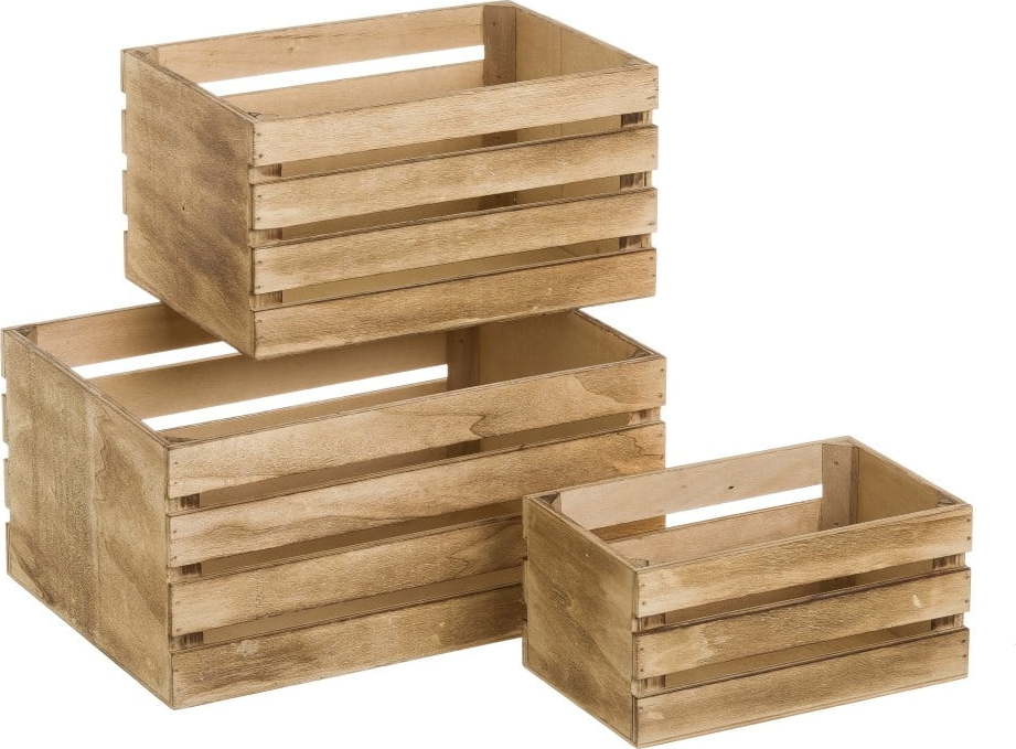 Úložné boxy v přírodní barvě v sadě 3 ks 31x23x15 cm – Casa Selección Casa Selección