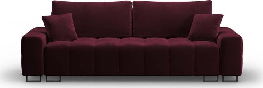 Vínová sametová rozkládací pohovka s úložným prostorem 250 cm Wicklow – Cosmopolitan Design Cosmopolitan design