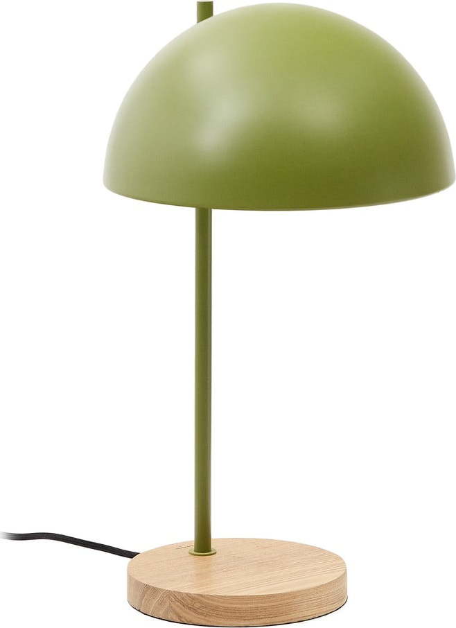 Zelená/v přírodní barvě stolní lampa s kovovým stínidlem (výška 48