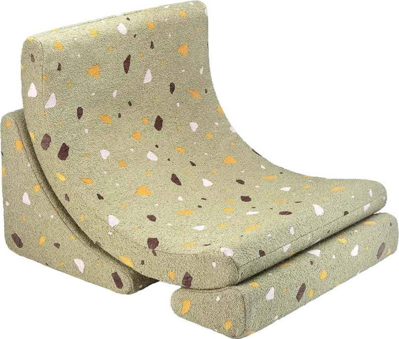 Zelené dětské křesílko z textilie bouclé/žinylkové Terrazzo Moon – Wigiwama Wigiwama