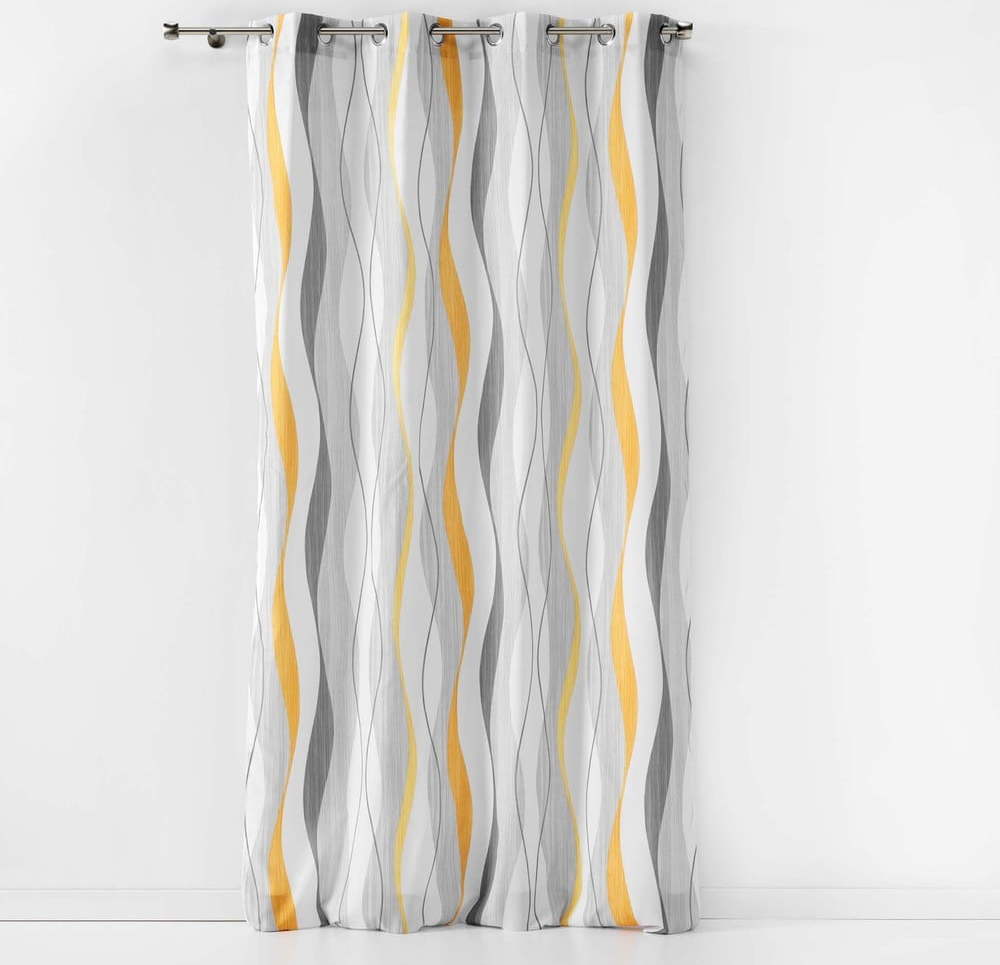 Žlutý/bílý závěs 140x260 cm Ondulys – douceur d'intérieur Douceur d intérieur
