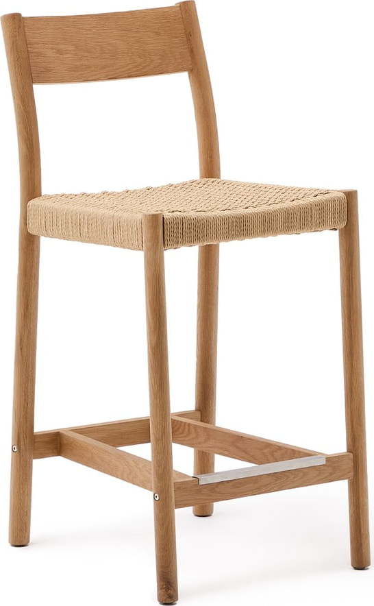 Barová židle z dubového dřeva v přírodní barvě (výška sedáku 65 cm) Yalia – Kave Home Kave Home