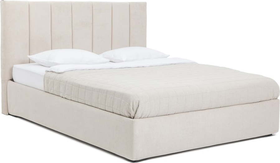 Béžová čalouněná dvoulůžková postel s úložným prostorem s matrací/s roštem 180x200 cm Thessa Bold Line – Bonami Selection Bonami Selection