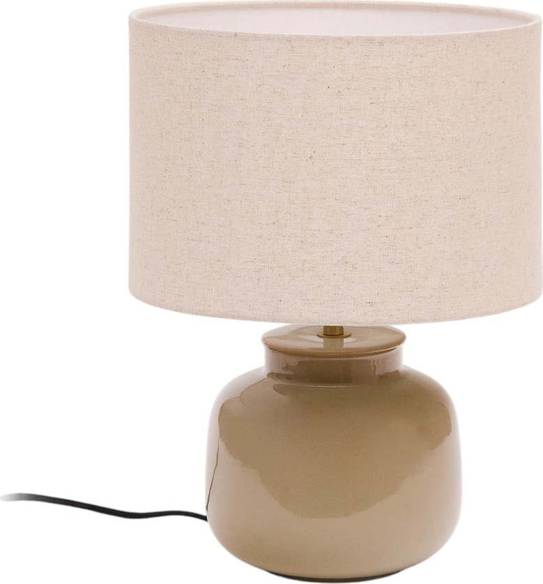 Béžová keramická stolní lampa s textilním stínidlem (výška 40 cm) Tay – Kave Home Kave Home