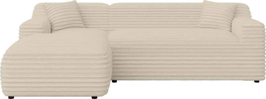 Béžová manšestrová rohová pohovka (levý roh/s lenoškou) Martin – Ropez Ropez