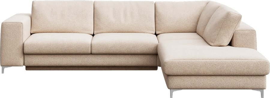 Béžová rozkládací/s úložným prostorem rohová pohovka z textilie bouclé (pravý roh/do L) Rene – Rodier Rodier