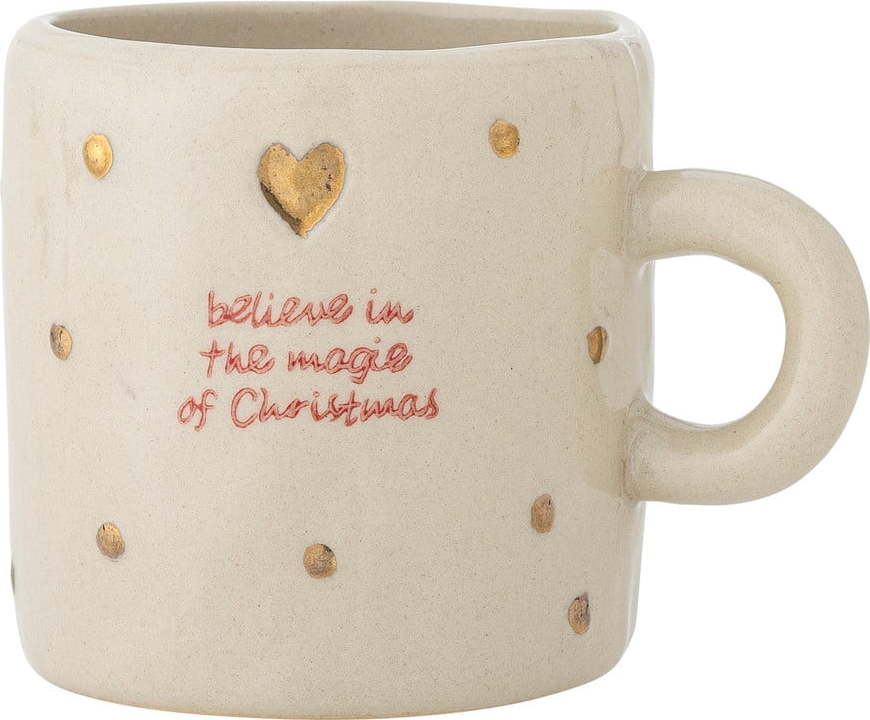Béžový hrnek s vánočním motivem z kameniny 250 ml Christy – Bloomingville Bloomingville