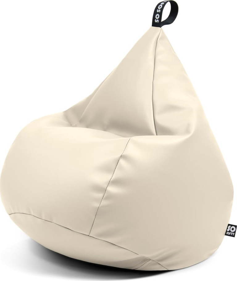 Béžový sedací vak z imitace kůže Drop L – So Soft? So Soft?