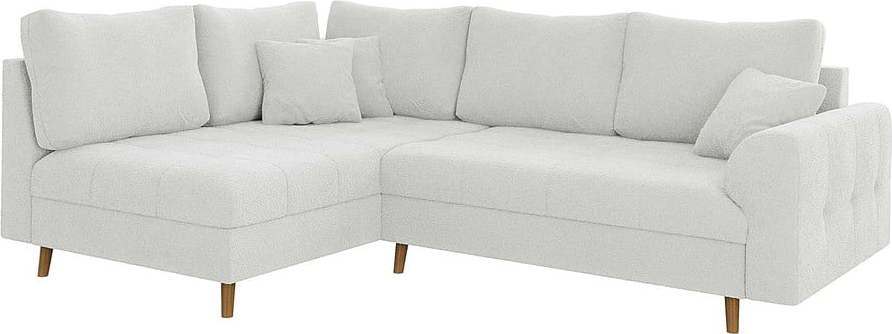 Bílá rohová pohovka z textilie bouclé (levý roh/do L) Ariella – Ropez Ropez