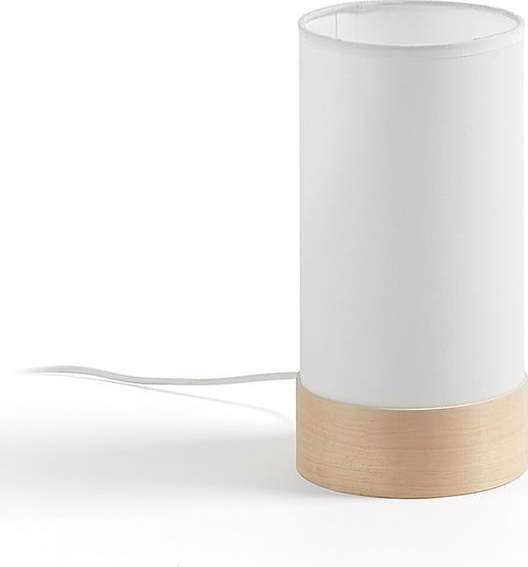 Bílá/v přírodní barvě stolní lampa z bukového dřeva s textilním stínidlem (výška 26 cm) Slat – Kave Home Kave Home
