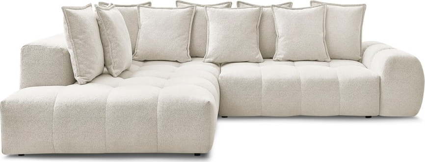 Bílá žinylková rozkládací/s úložným prostorem rohová pohovka (levý roh/do L) Everest – Bobochic Paris Bobochic Paris