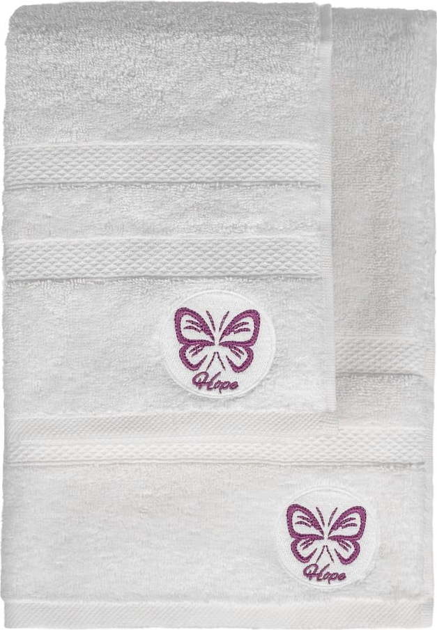 Bílé froté bavlněné ručníky a osušky v sadě 2 ks Hope – Foutastic Foutastic