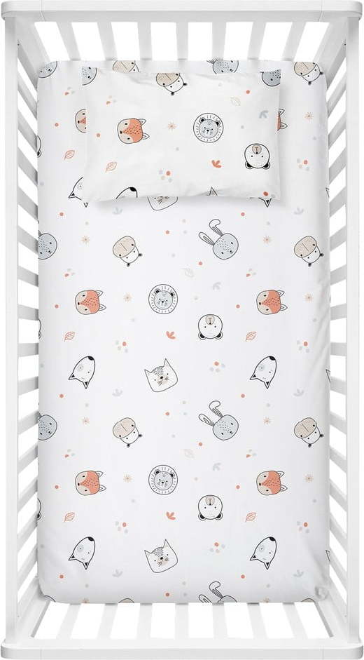 Bílé napínací dětské prostěradlo do postýlky z bavlny Renforcé 70x120 cm Safari – Mijolnir Mijolnir