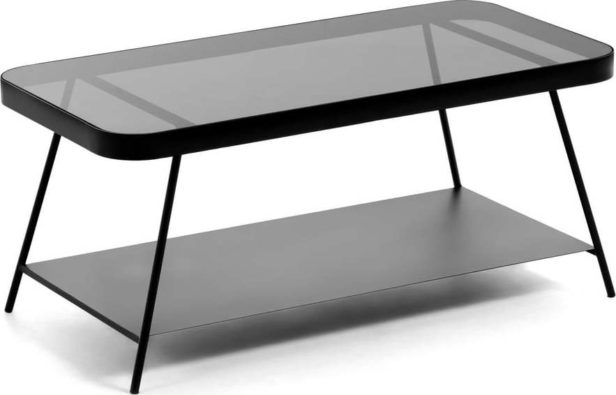 Černý konferenční stolek se skleněnou deskou 45x90 cm Duilia – Kave Home Kave Home