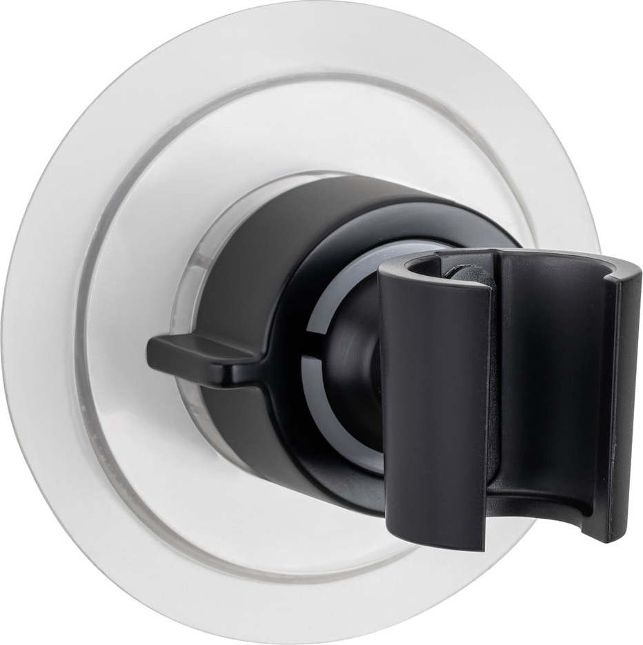 Černý plastový držák na sprchu bez vrtání Libertà – Wenko WENKO