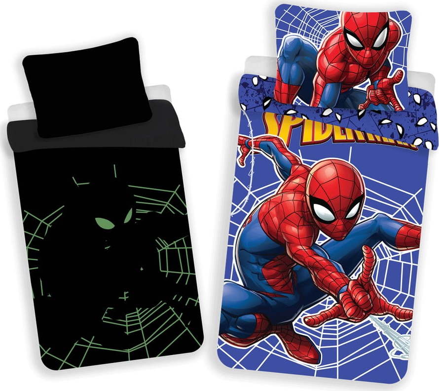 Červeno-modré bavlněné dětské povlečení se svítícím efektem na jednolůžko 140x200 cm Spider-man – Jerry Fabrics Jerry Fabrics